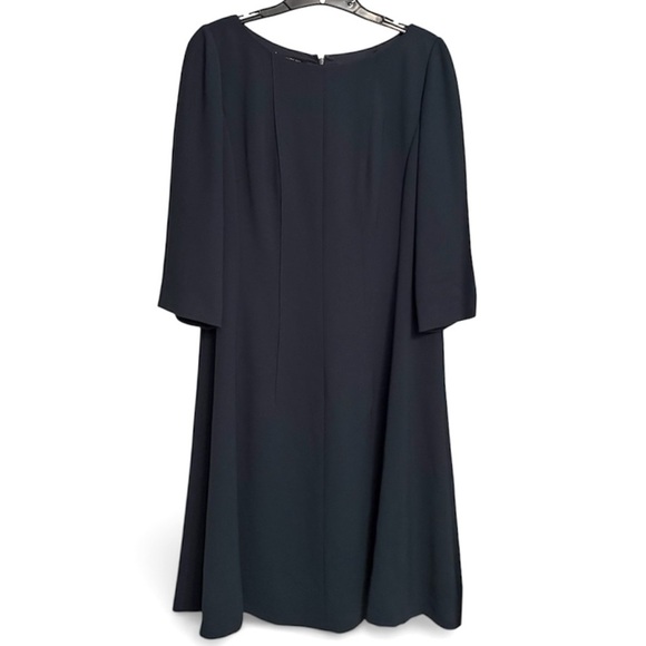 Lafayette 148 New York Dresses & Skirts - Lafayette 148 New York Gray Crepe Tent Dress 3/4 Sleeve Bateau Neck Size 12